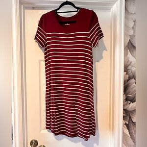 Maurices Burgundy and White Striped Mini Dress